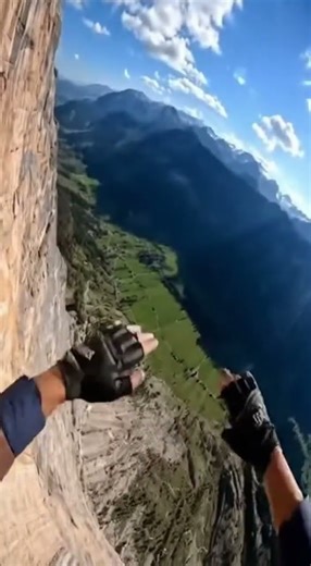 ¡SALTO BASE FALLIDO! 😱 El viento lo arroja contra el acantilado #susto #sorpresa #viral #salto