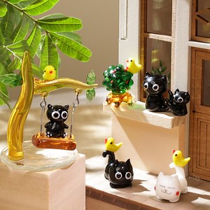 Handmade Blown Glass Cat Figurine: Colorful Home Decor - Etsy