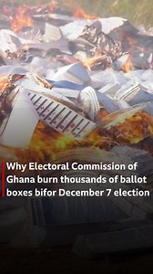 11K views · 91 reactions | Electoral Commission of Ghana (EC) burn almost 20,000 ballot papers wey dem print for dia 7 December election. Dis na presidential and parliamentary ballot papers for two regions (Volta and Ahafo) wey di electoral commission say dia serial numbers get wahala. Di EC togeda wit security officers supervise as dem burn di ballot papers. Election for Ghana go shele on 7 December 2024. | BBC News Pidgin | Facebook