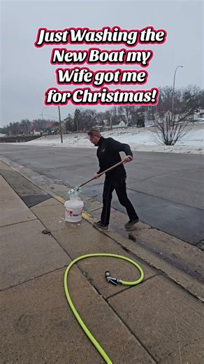 Just washing the new boat my wife said she was getting me for Christmas. #boating #boat #boatlife