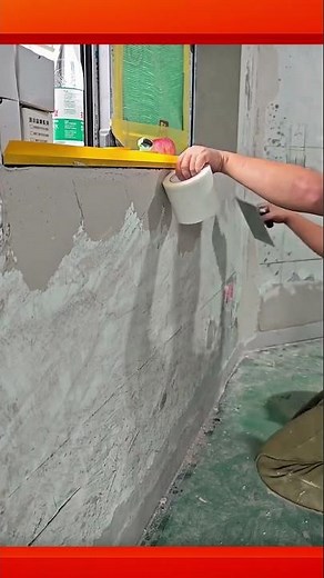 Plastering the bottom window gaps seal them tightly with no openings #construction #homeimprovement