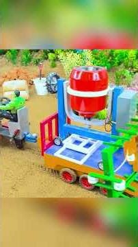 Mini Tractor Builds Brick House with Concrete Mixer | DIY Construction Project