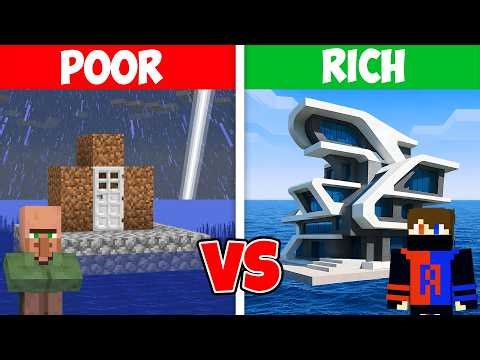 POOR vs RICH: Water House Survival Battle in Minecraft
