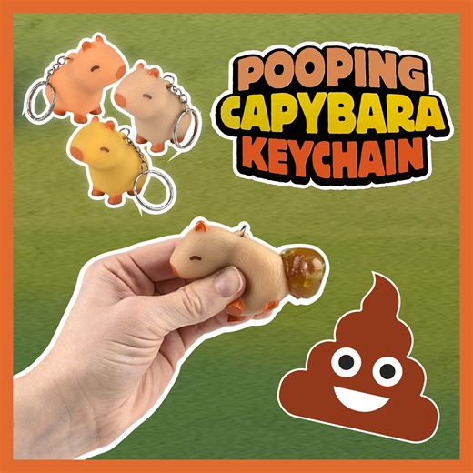 These mini Capybara keychains "poop" when squeezed. This unique fidget toy is not only funny but also trendy. Perfect for capybara fans and fidget lovers alike. KC-POOCA #Capybara #CapybaraKeychain #Funny #PoopJoke #Fidget #FidgetToy #UniqueFidget | RI Novelty | Facebook
