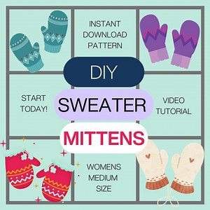 NEU JAHRESVERKAUF Recycled Sweater Fäustlinge Muster: Damen M, Muster, druckbares PDF - Etsy.de