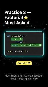 Recursion Practice in Python 🔥 | Factorial Sum Reverse Explained