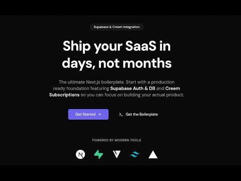 Open-Source SaaS Starter Kit: Next.js, Supabase & Creem