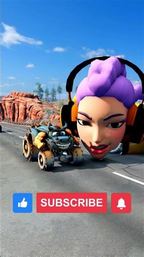 Cartoon Hero Cars vs Giant Mouth Trap in BeamNG.drive #0037