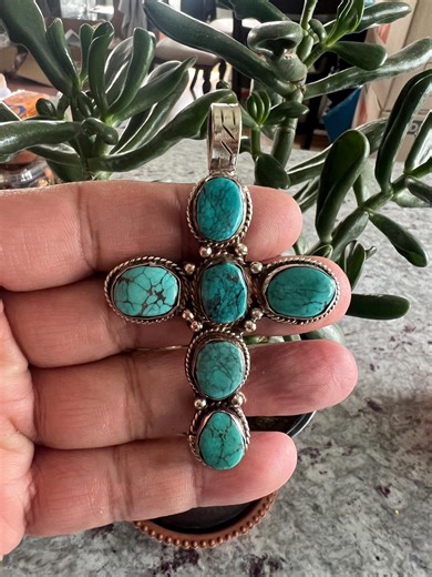 Turquoise Cross Pendant, Handicraft, Ethnic Jewelry, 3.15x2 Inches (P-231) - Etsy
