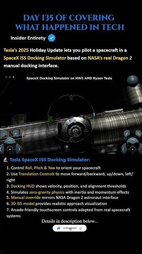Tesla’s 2025 Holiday Update Adds Real SpaceX ISS Docking Simulator! 🚀 #tesla #spacex #iss #nasa