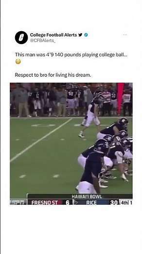4-Foot-9 Rice Owls Running Back Jayson Carter Was Shortest Player In College Football History 👏