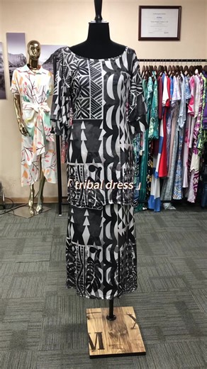 Puletasi Polynesian Tribal Island Short Sleeve Dress Samoan Puletasi Maxi Dress Ladies 2pcs Plus Size Women New Design