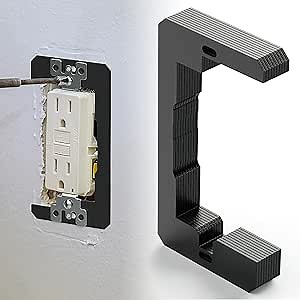 10 Pcs Wall Plate Spacer, Flush Fit Device Leveling Plate, Outlet Spacers for Electrical Box, Metal Outlet Shims, Receptacle Leveler for Fixing Walls Device/Switch - Black