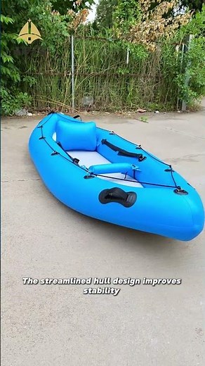 Single-person inflatable kayak for water sports and outdoor adventures.
