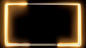 A square neon light frame on a black background