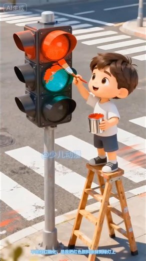 Chintu painted the traffic light red traffic🚦⛔ #shorts #ytshorts