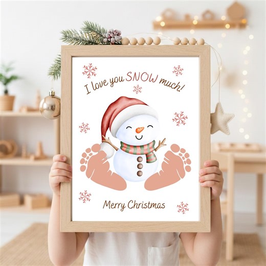 Snowman Handprint Craft Printable | I Love You Snow Much Footprint Christmas Keepsake Gift From Kids - Etsy