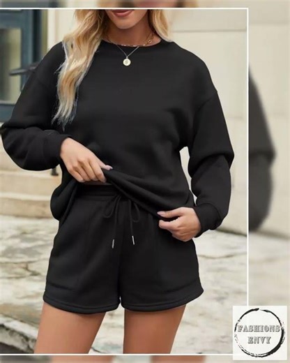 Dropped Shoulder Top & Drawstring Shorts Matching Set