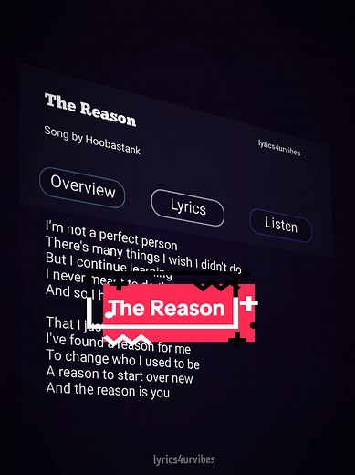 The Reason lyrics - Hoobastank full song lyrics
