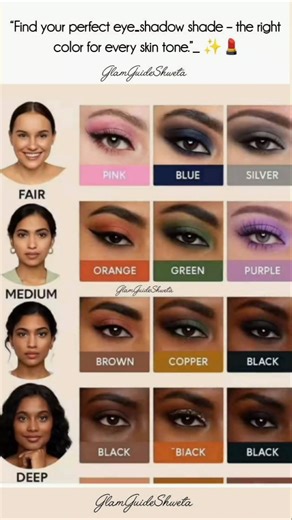 “Eye‑shadow guide: pick the perfect hue for fair, medium or deep skin!”_ 🎨👀#eyemakeup #skintone #yt