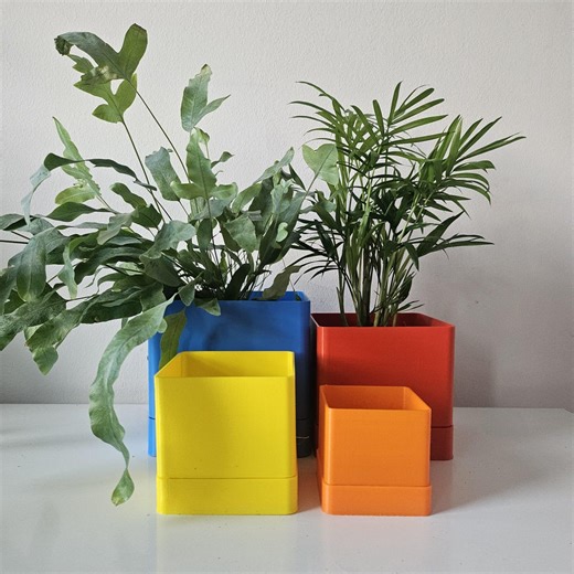 Fioriere da interno colorate, vaso quadrato con vaschetta raccogli gocce per piante grasse e piccole piante - Etsy Italia