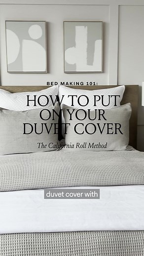 Putting on your duvet cover just got easier (and fun)! Follow along, and our design experts will show you how. #bollandbranch #duvetcoverhack #bedding