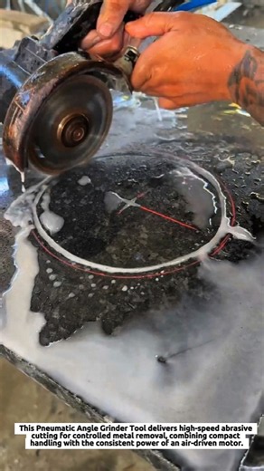 Pneumatic Angle Grinder Tool Cuts Metal with High-Speed Abrasive Power for Precision Workshop Work