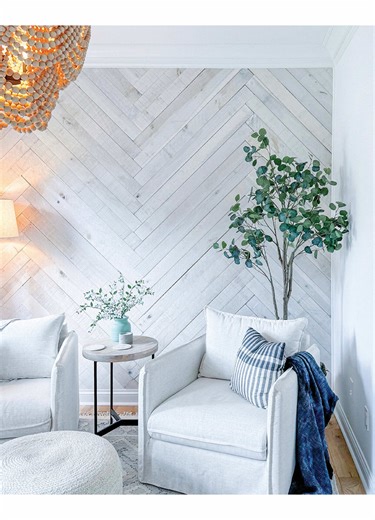 Liz has been having so much fun making her home our own! 🏠 💕 From wallpapering to paneling she sure knows how to go all in! For her sitting room, she chose our White Wash Wall Boards to give it a modern, rustic vibe. The pattern and texture MAKE the space! She has lots more great upgrade ideas for all you 90’s homeowners ready to dive into DIY! Follow Liz @Liz Pacini Shop @The Home Depot for our White Wash Wall Boards #diyhome #homeremodel #homedesign #diyhomeprojects #makeitweaber