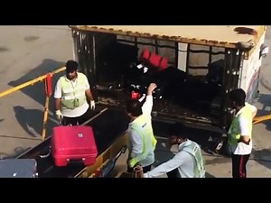 Rough Baggage Handlers At Hong Kong Airport