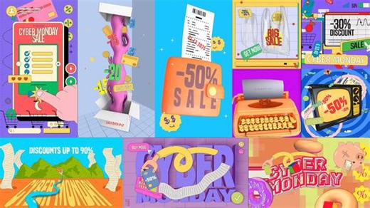 Animated Looping Cyber Monday Graphics
