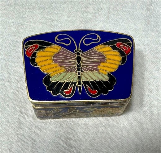 Vintage Cloisonné Butterfly Trinket Box – Blue Enamel Brass Keepsake Jewelry Box - Etsy