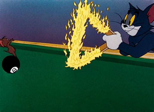 Tom and Jerry on Instagram: "In this classic Tom and Jerry clip, the iconic duo engages in a high-stakes, slapstick game of pool. Tom attempts to outmaneuver Jerry using various billiard tricks, but the clever mouse consistently turns the table's physics to his advantage. The scene escalates from standard shots to gravity-defying stunts, featuring Jerry balancing on moving balls and Tom using a flaming rack to challenge his rival. As always, Tom’s elaborate plans backfire, resulting in humorous 