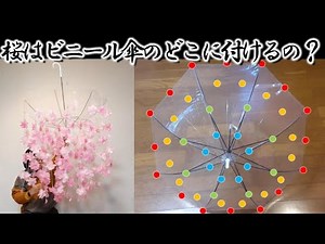 Kimie Gangi Paper Flower Craft, Weeping Cherry Blossoms on a Vinyl Umbrella, Example of Placement...