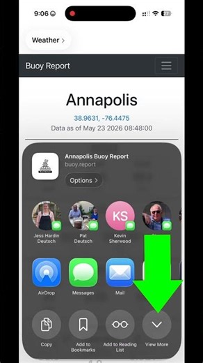 Adding Buoy Report Website to iPhone Home Page