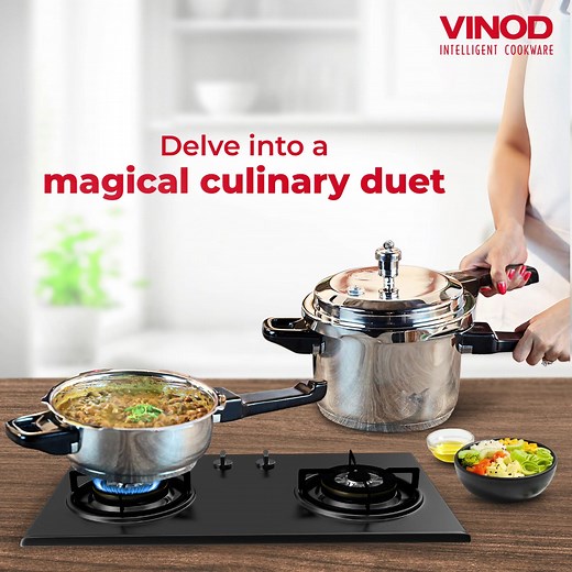 Double up on your culinary adventure! The Vinod Pressure Cooker Combo Set includes a 3 Litre Pressure Cooker 2 Litre Pressure cooker with a common lid – the secret to a steamy culinary perfection #VinodIntelligentCookware #CookHealthyCookJaldi #intelligentcookingassistant #MakeMagicHappen #ScienceOfCooking #VinodCookware #VinodStainlessSteel #VinodSteel #kitchen #kitchenwares #kitchenessentials #cookware #kitchenutensil #kitchenutensils #cooking #cookingathome #cookingtime #cookingwithlove #cook