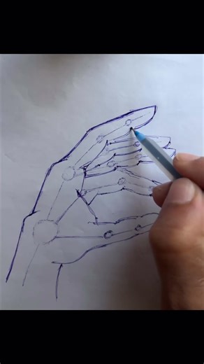 🤚Drawing human hand in 3 steps #drawing #pen #art #easy