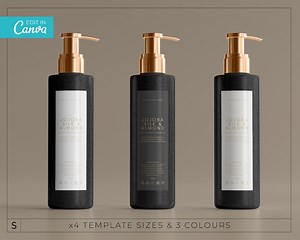 Shampoo Bottle Label Template / Modern Pump Bottle Labels / Cosmetic Bottle Labels / Hand Lotion Labels / Tall Thin Product Labels / LUNA - Etsy