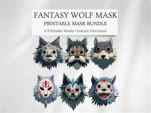 Fantasy Wolf Mask Printable Bundle, Magical Animal Masks, Cute Wolf Mask Set, Costume Mask Download - Etsy