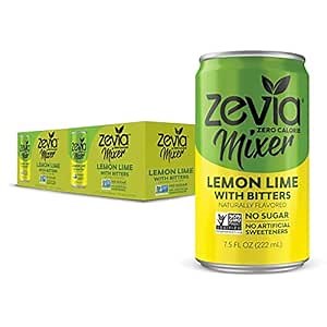 Zevia Zero Calorie Mixer, Lemon Lime With Bitters, 7.5 Ounce Cans (12 Count)