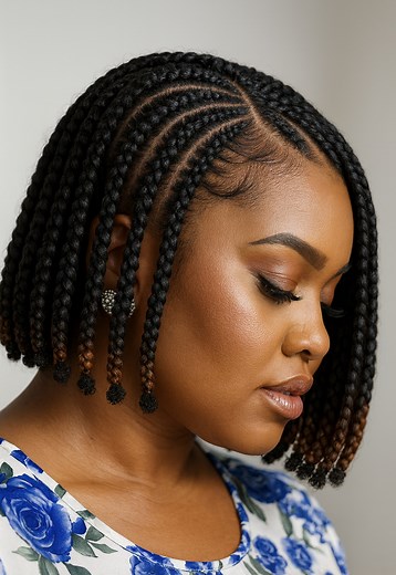 Sleek Cornrow Bob with Natural Tips ✨ #cornrowbob #bobcut | Braids for Women