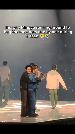 mingyu running to hug the members during 9-teen🥹😭#mingyu#joshua#dino#seventeen#shorts#youtubeshorts