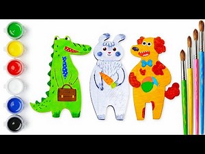 Coloring Animals for Kids 🎨 Fun Wooden Animal Craft & Playtime