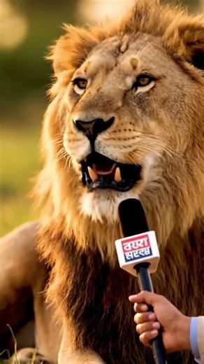 Reporter interview with lion #lion #wildlife #viral #comedy