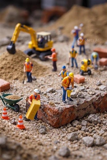 Tiny Builders at Work – Miniature Construction in Action! 🚧