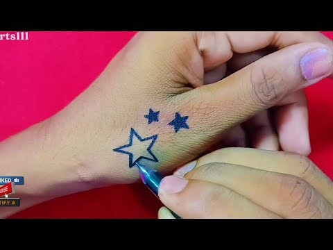 Star tattoo kaise banaen | how to make simple star tattoo with easy trick