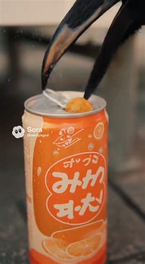 Crow drinks water #vending machine #coin #drink