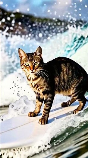 Let's surf, kitty style! #catshorts