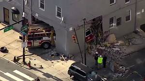 WATCH: Fire tender in US crashes into building, five injured