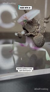 Two fierce little creatures facing off in a tiny arena and nature’s reflexes decide everything in a blink. The Phantom Orchid Mantis shows why timing matters in the micro-wild. #insects #naturewatch #microcreatures #wildmoments #naturearena ⚙️ AI-generated nature dramatization — no real creatures involved. | MindFreaking