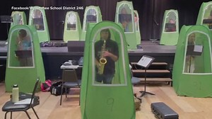 High school band members zip into pods to stay socially distant amid coronavirus pandemic